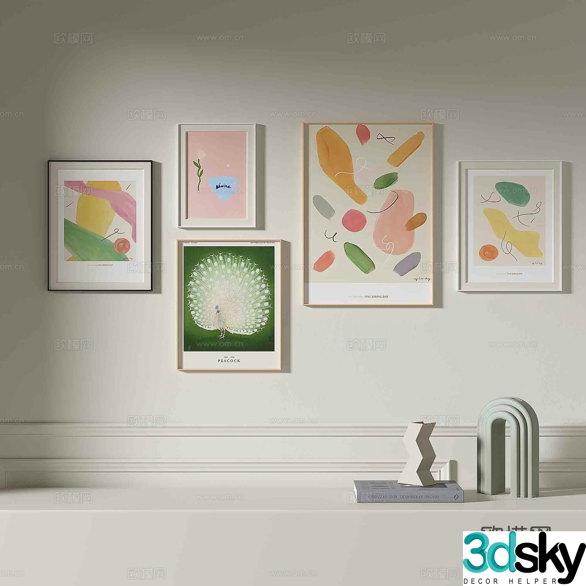 Modern abstract painting decorative painting 3d model