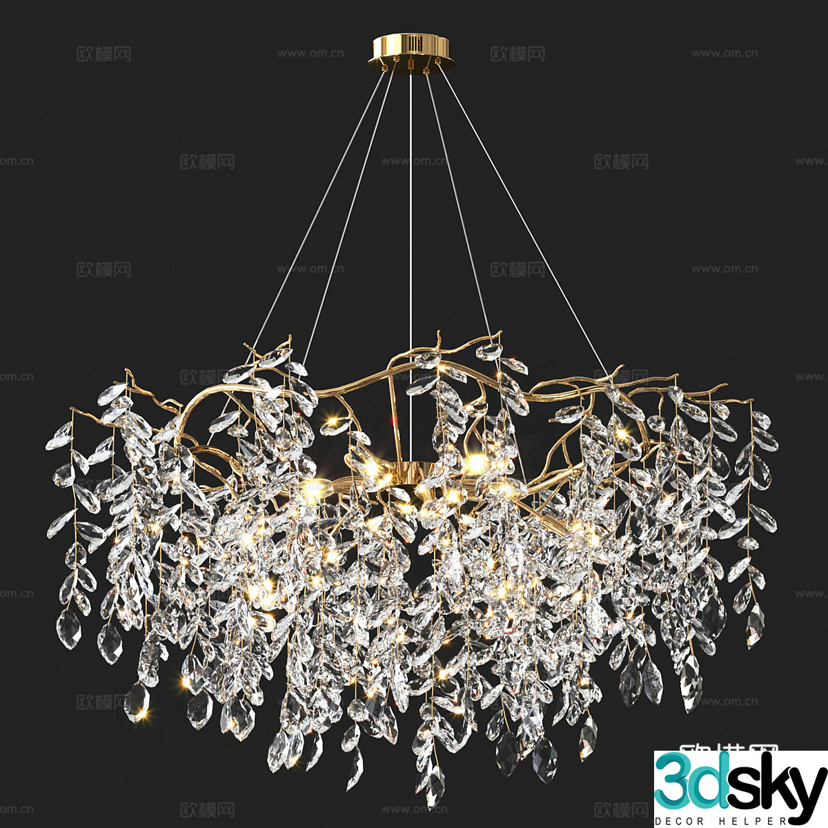 Light luxury crystal chandelier 3D model