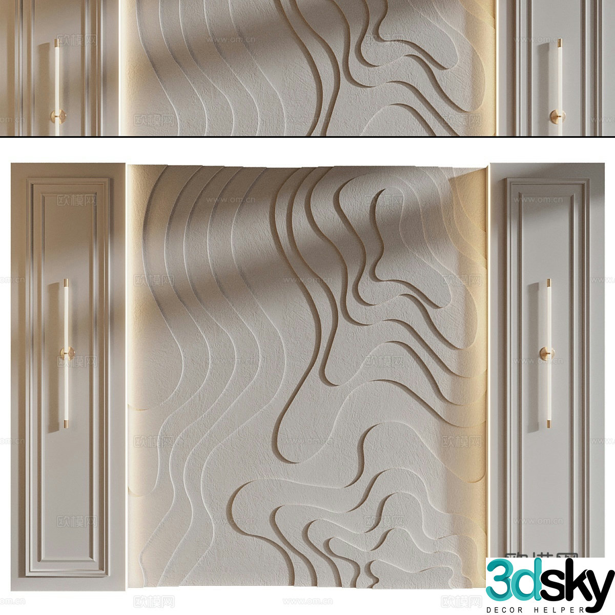 Modern bedside background wall 3d model