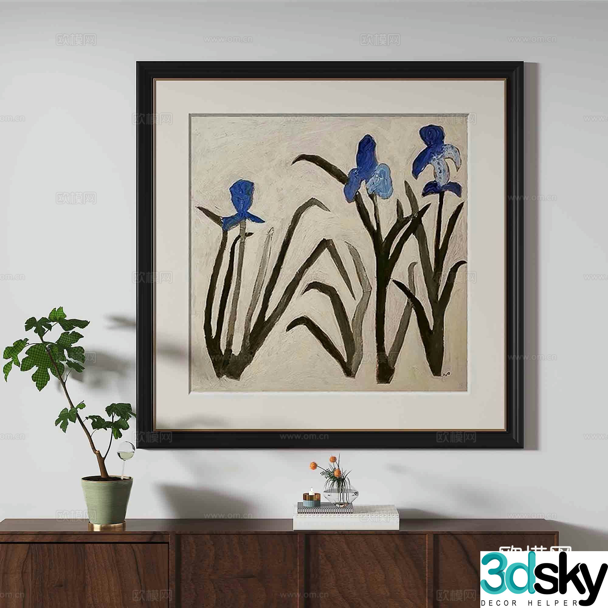 Simple European flower painting decorative painting 3d model