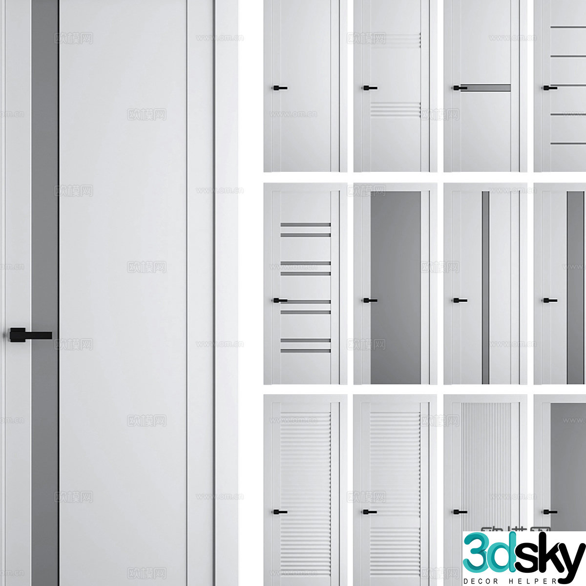 Modern minimalist door room door single door security door 3d model