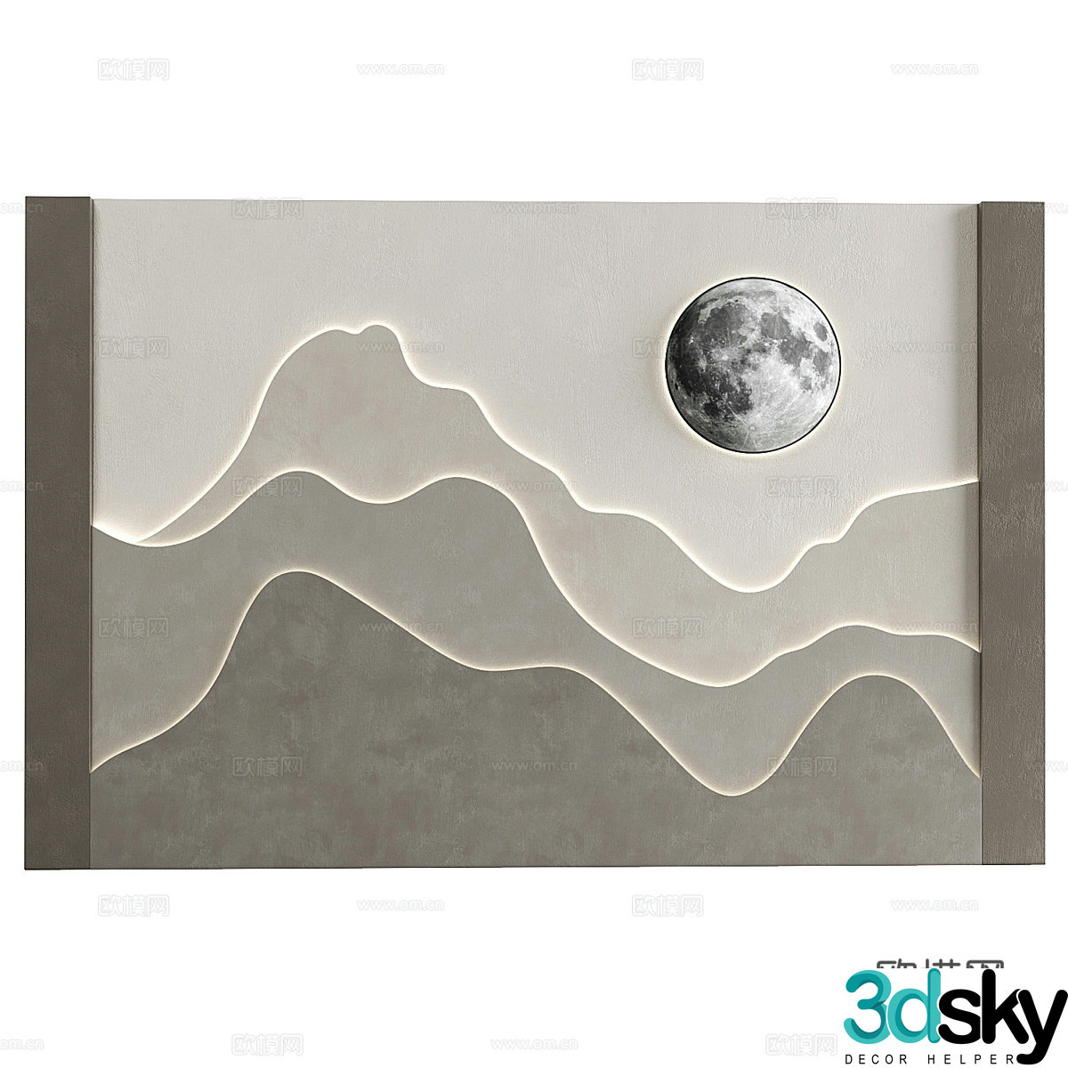 New Chinese style background wall image wall 3D model