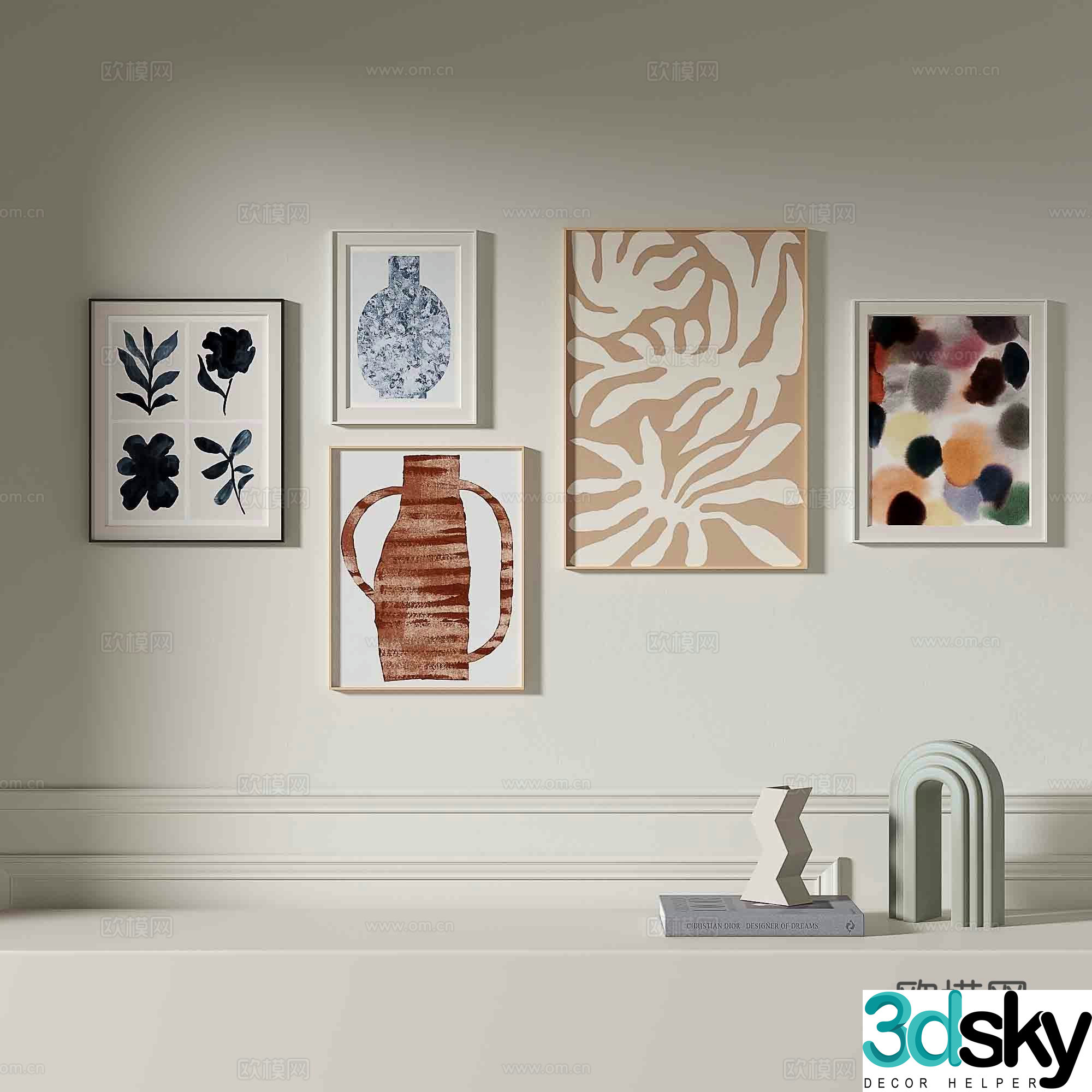 Modern texture painting decorative painting 3d model