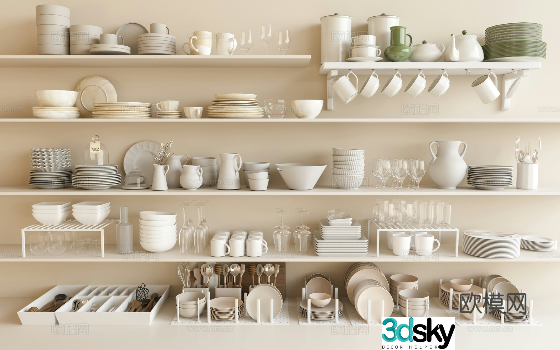Modern tableware plates cups bowls dinner plates tableware kitchen tableware 3d model