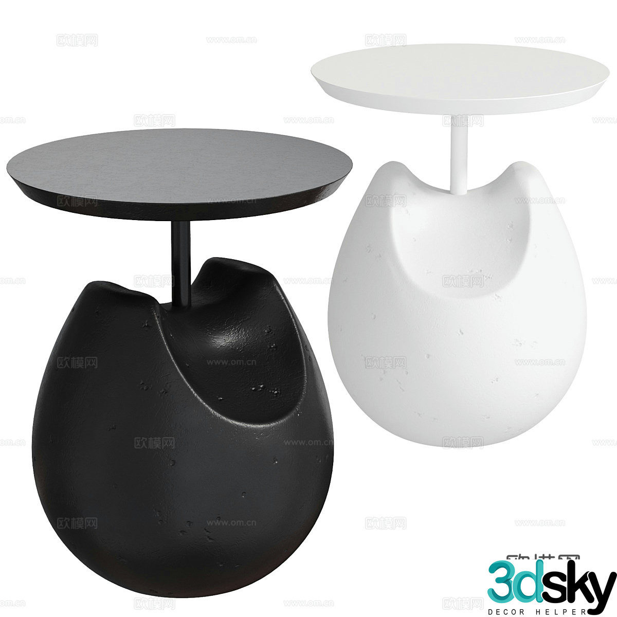Modern side table corner table round table 3D model