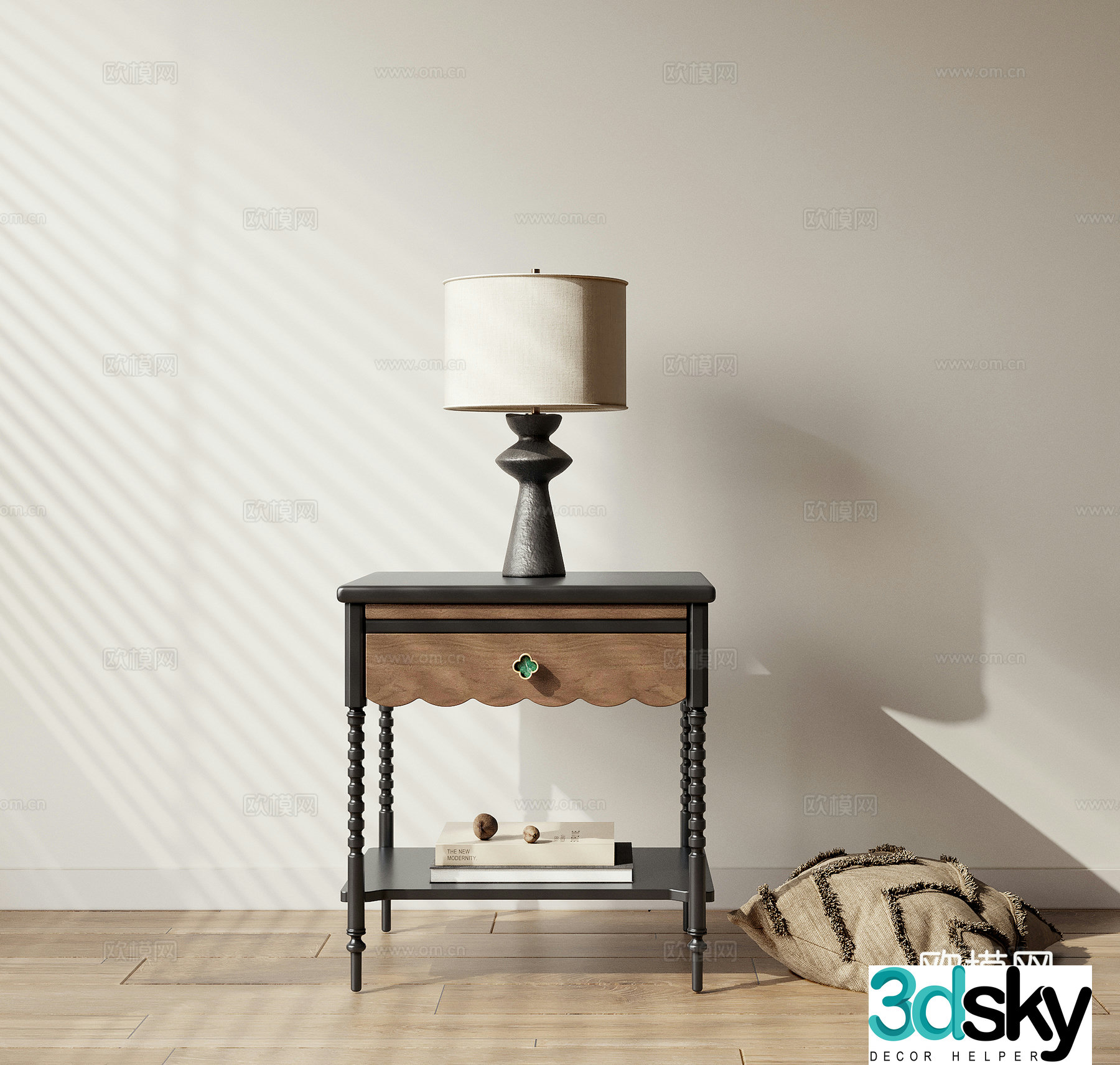 Medieval style bedside table 3d model