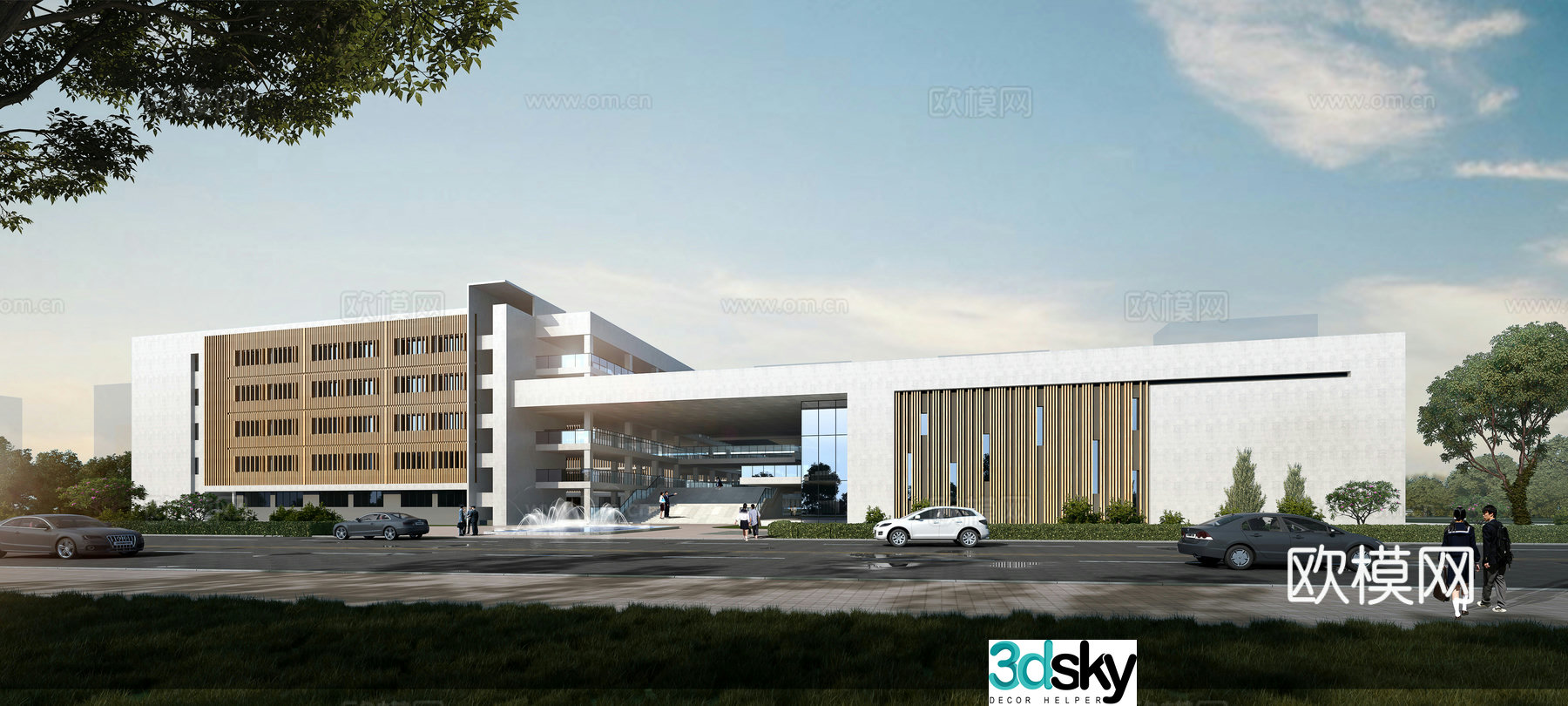 Middle school facade 3d model