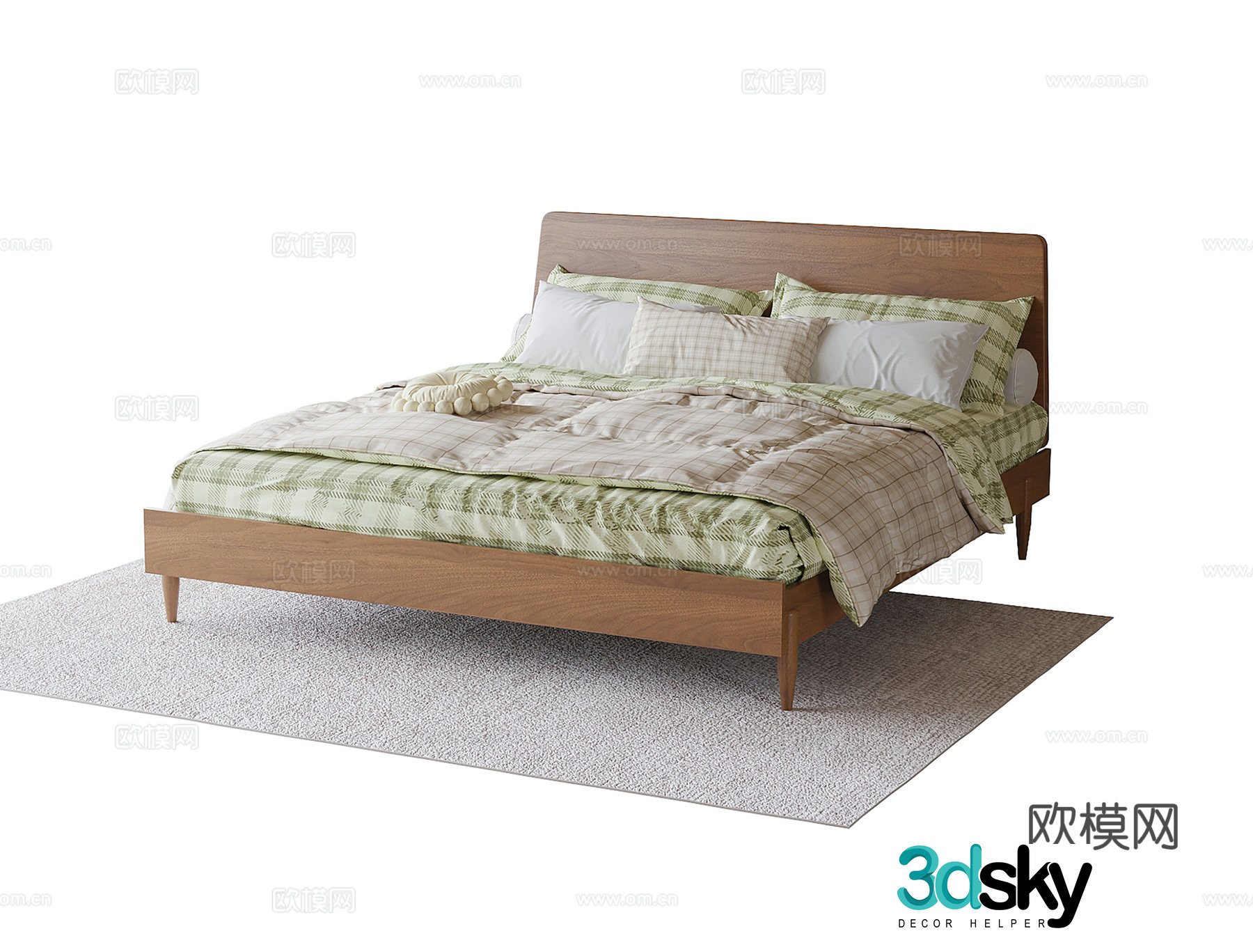 Modern double bed 3d model