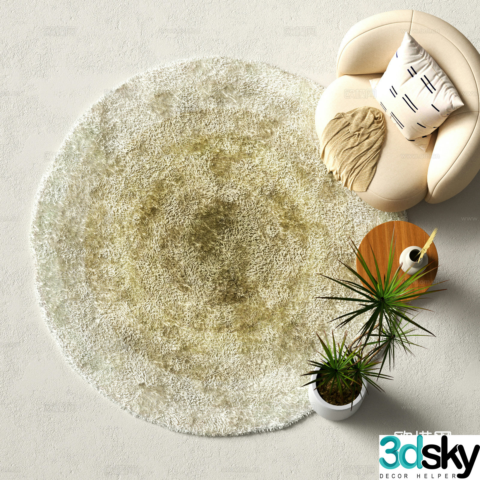Modern round carpet 3d model