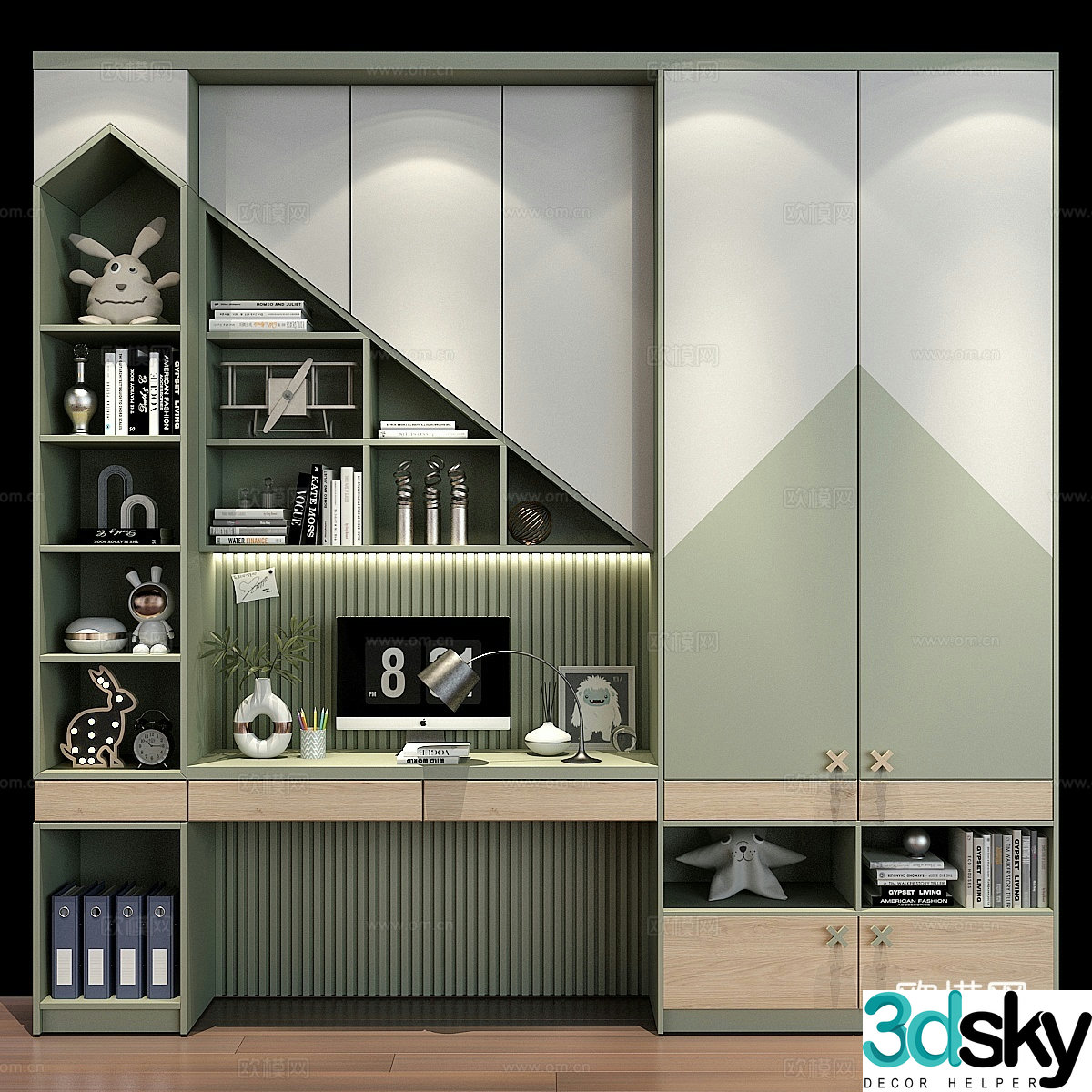 Modern children’s bookcase children’s wardrobe 3d model