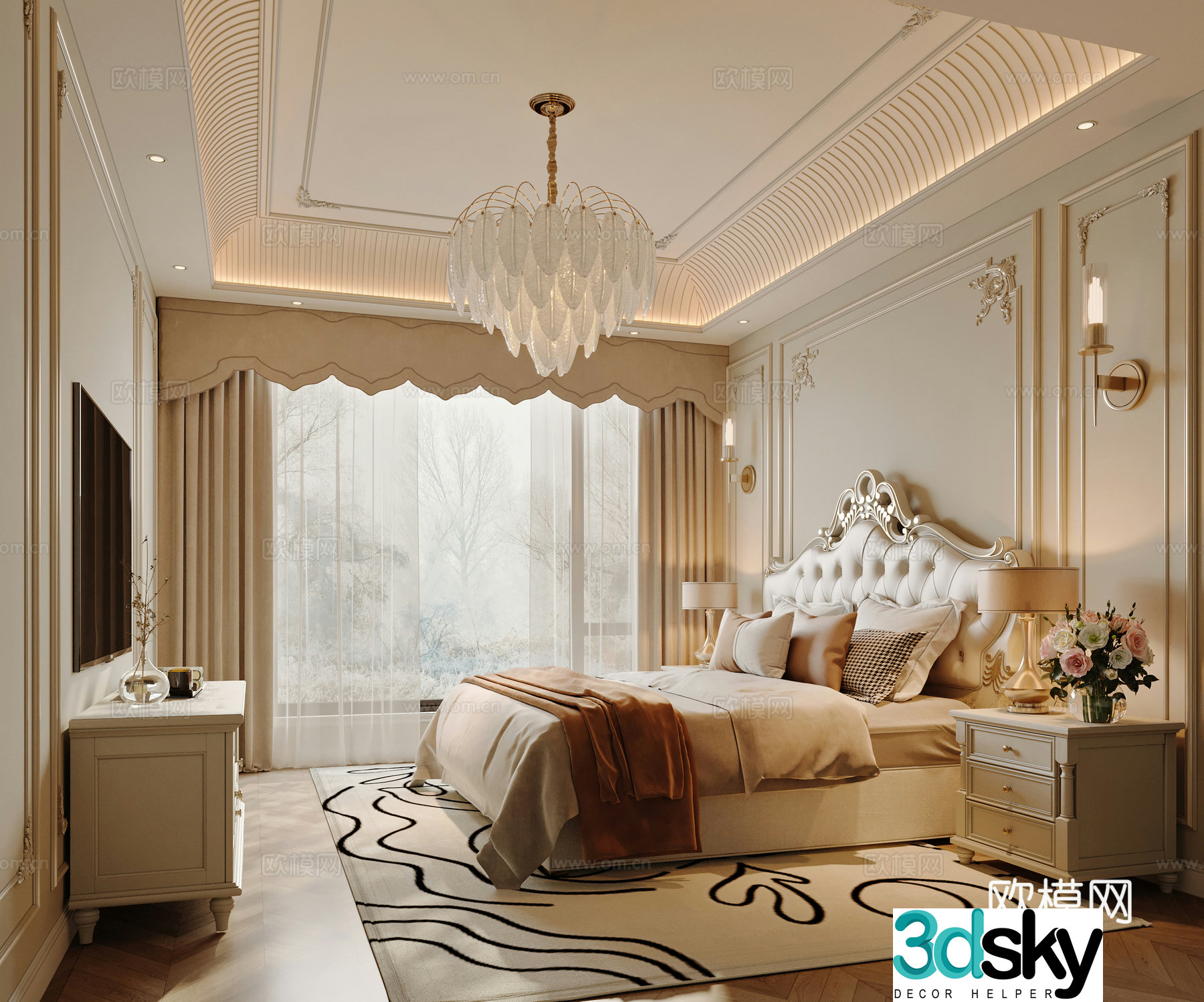 European style bedroom master bedroom 3d model