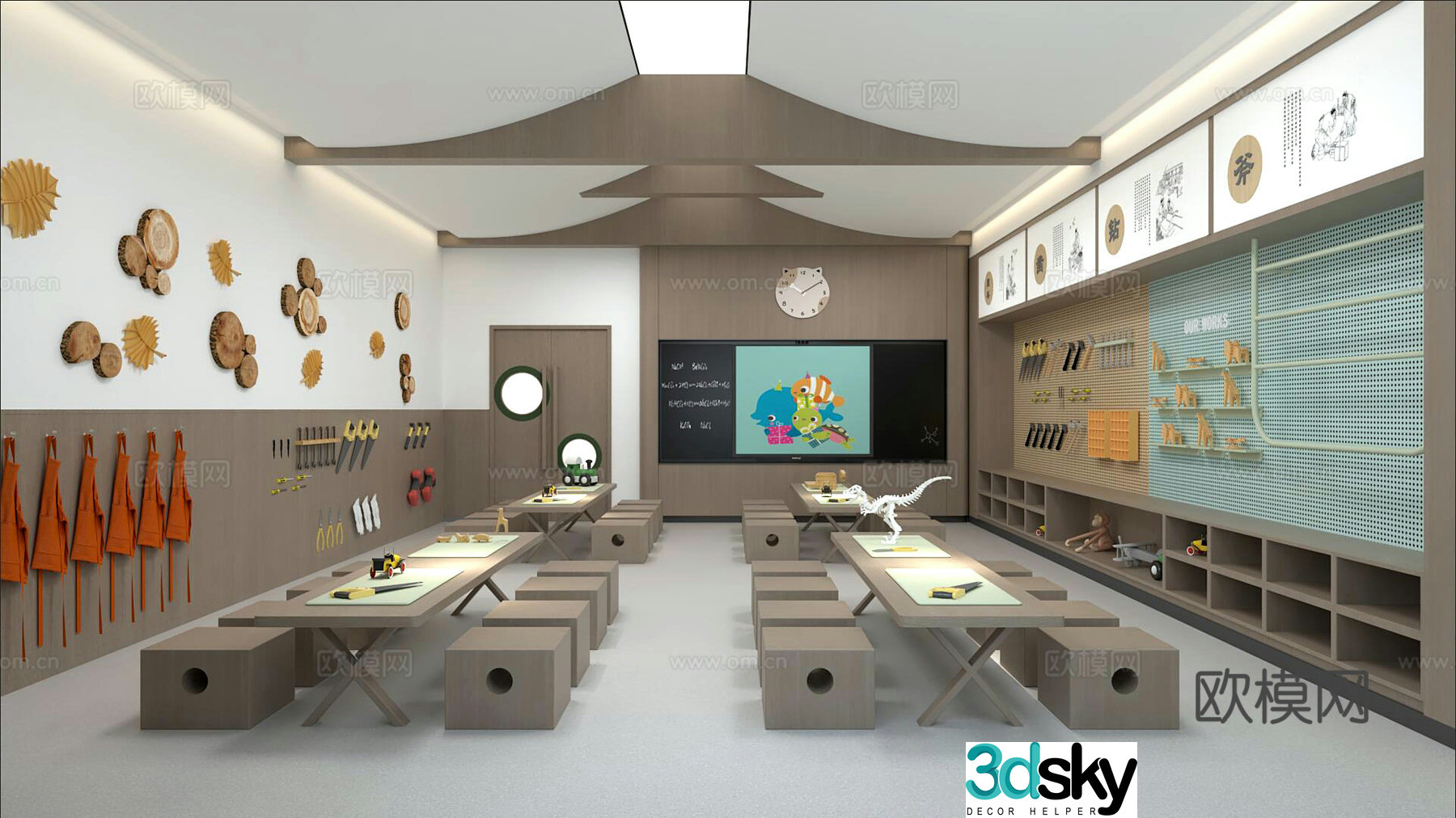 Modern kindergarten craft room 3d model