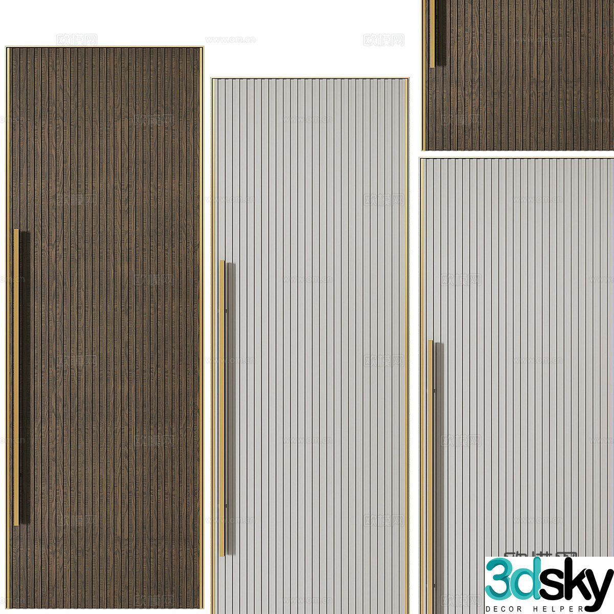 Nordic simple door single door minimalist door wooden door 3d model