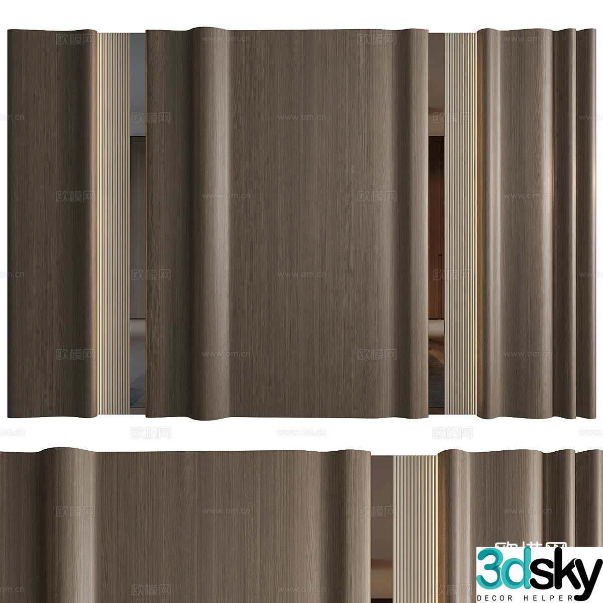New Chinese style background wall 3D model
