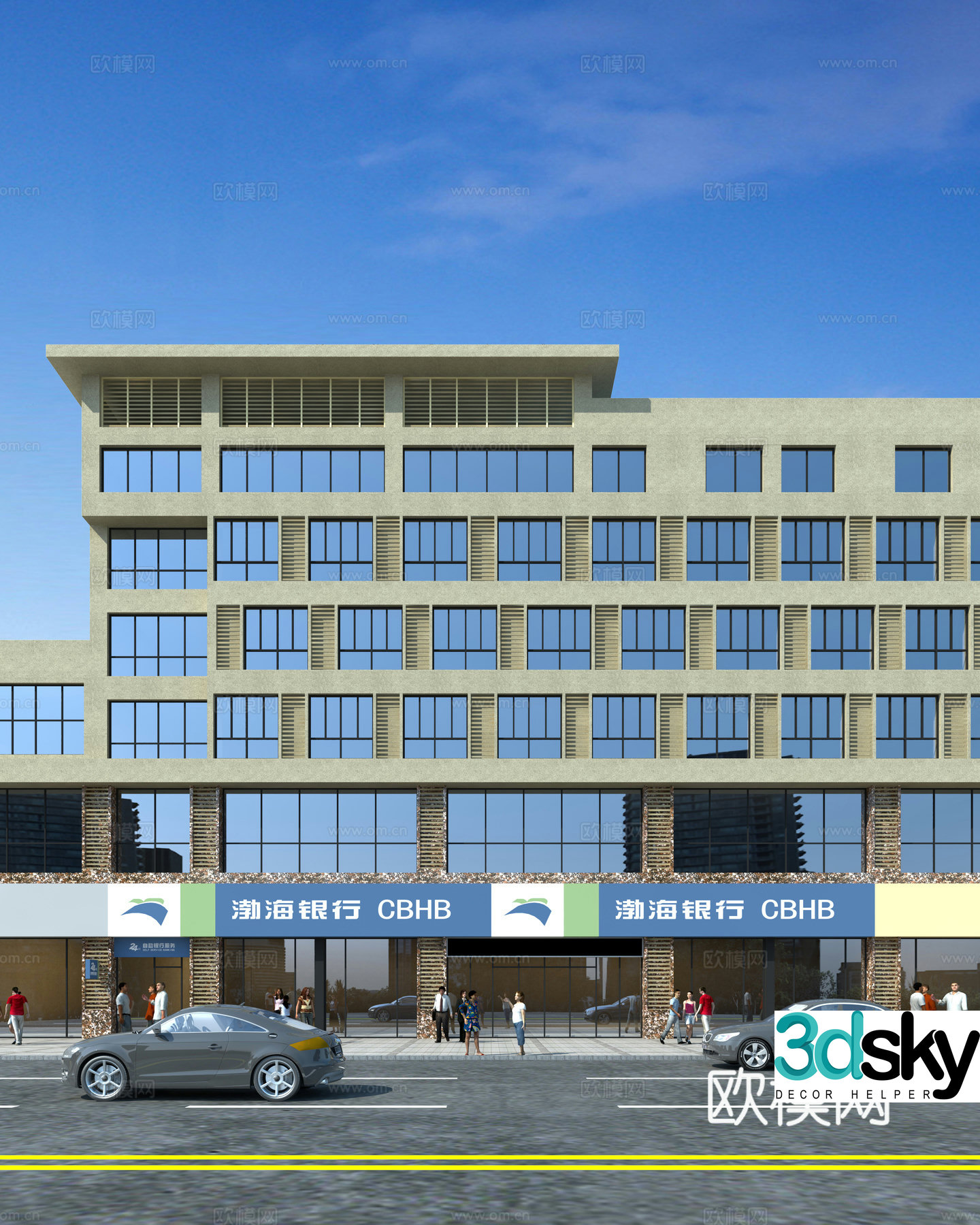 Bohai Bank facade 3D model