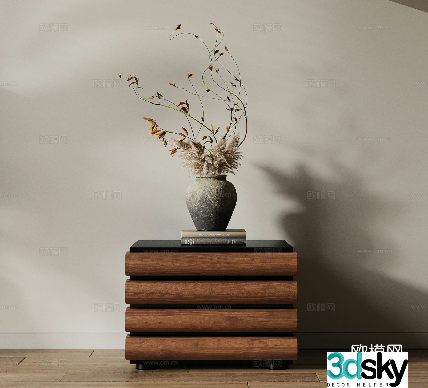Medieval style bedside table 3d model