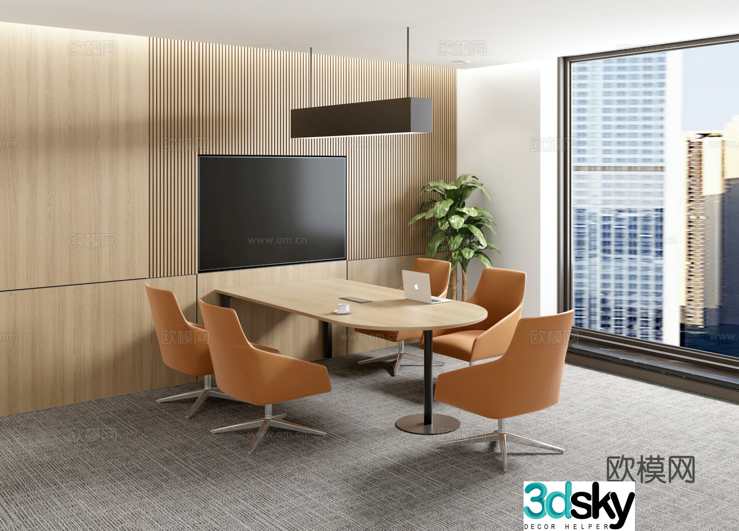 Modern small negotiation room conference room 3d model
