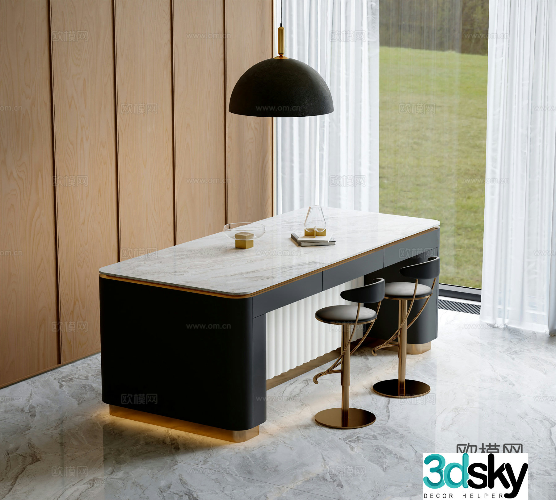 Modern marble bar 3d model