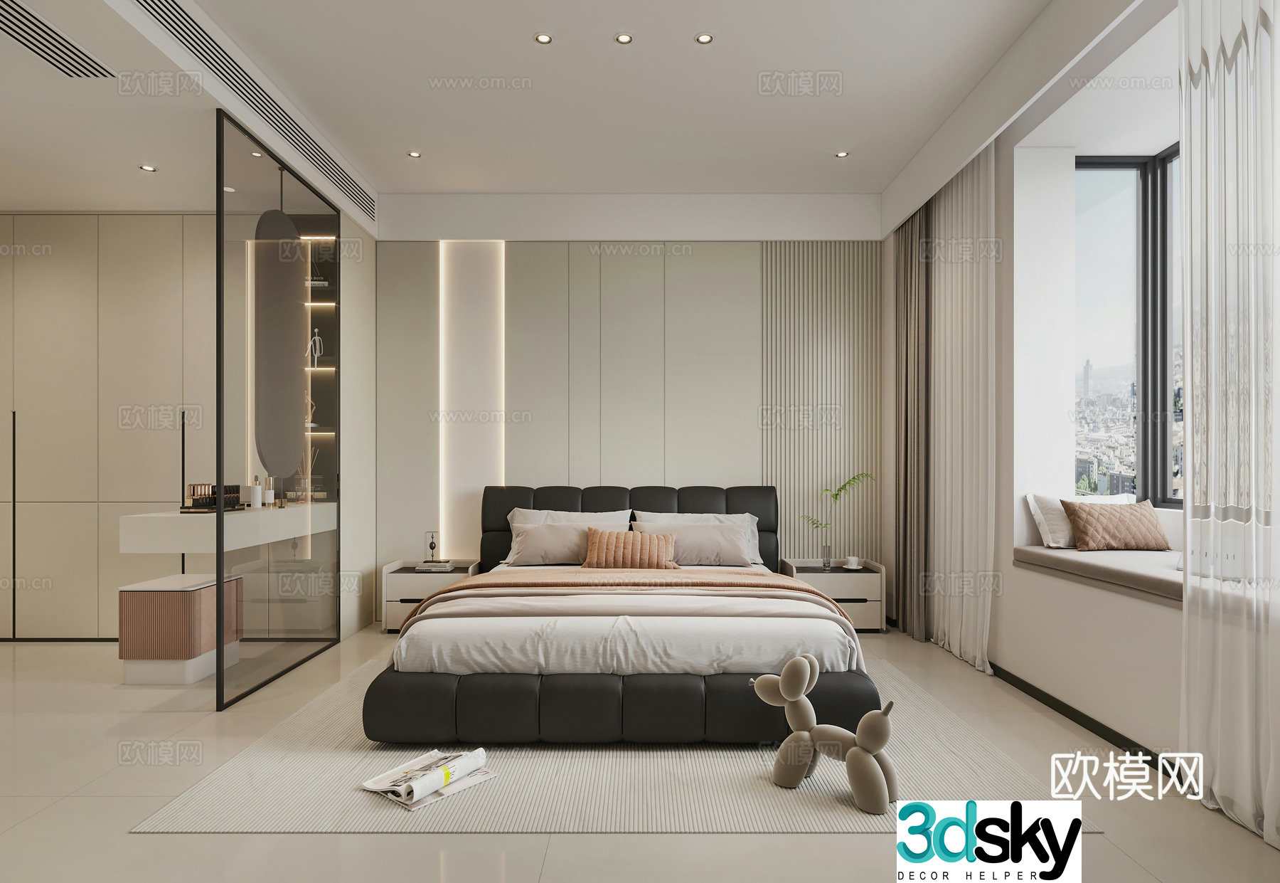 Modern bedroom master bedroom 3d model