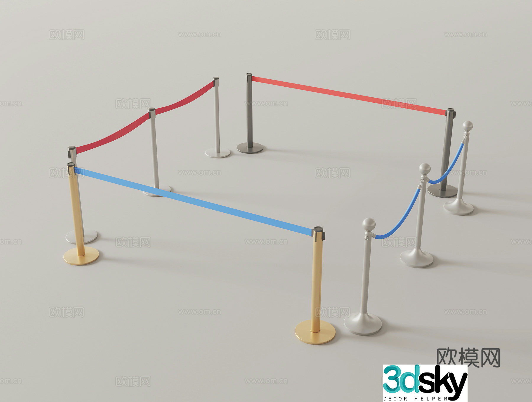 modern railing handrail 3d model