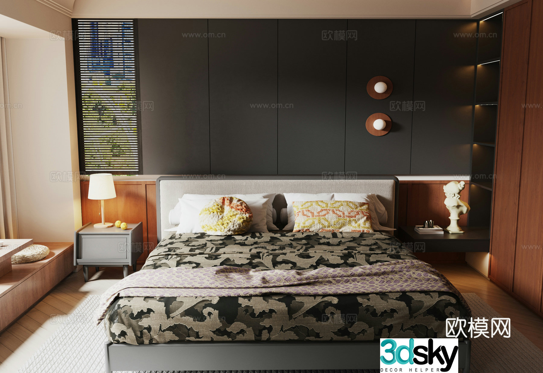 Medieval style double bed 3d model