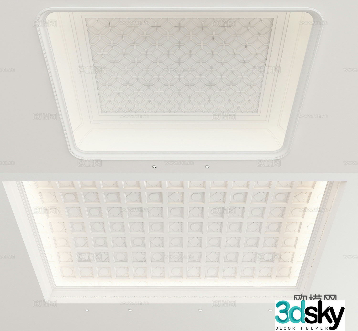 European style ceiling gypsum carved ceiling 3D model