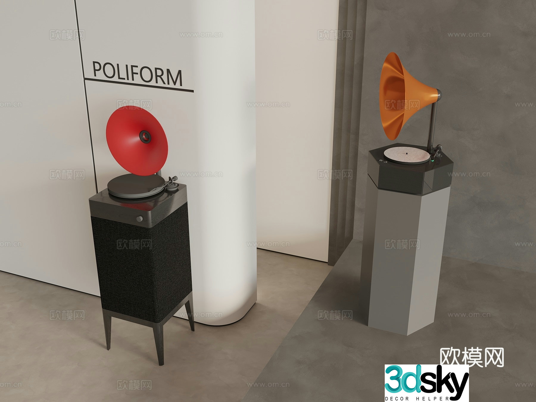 Modern gramophone record player 3d model