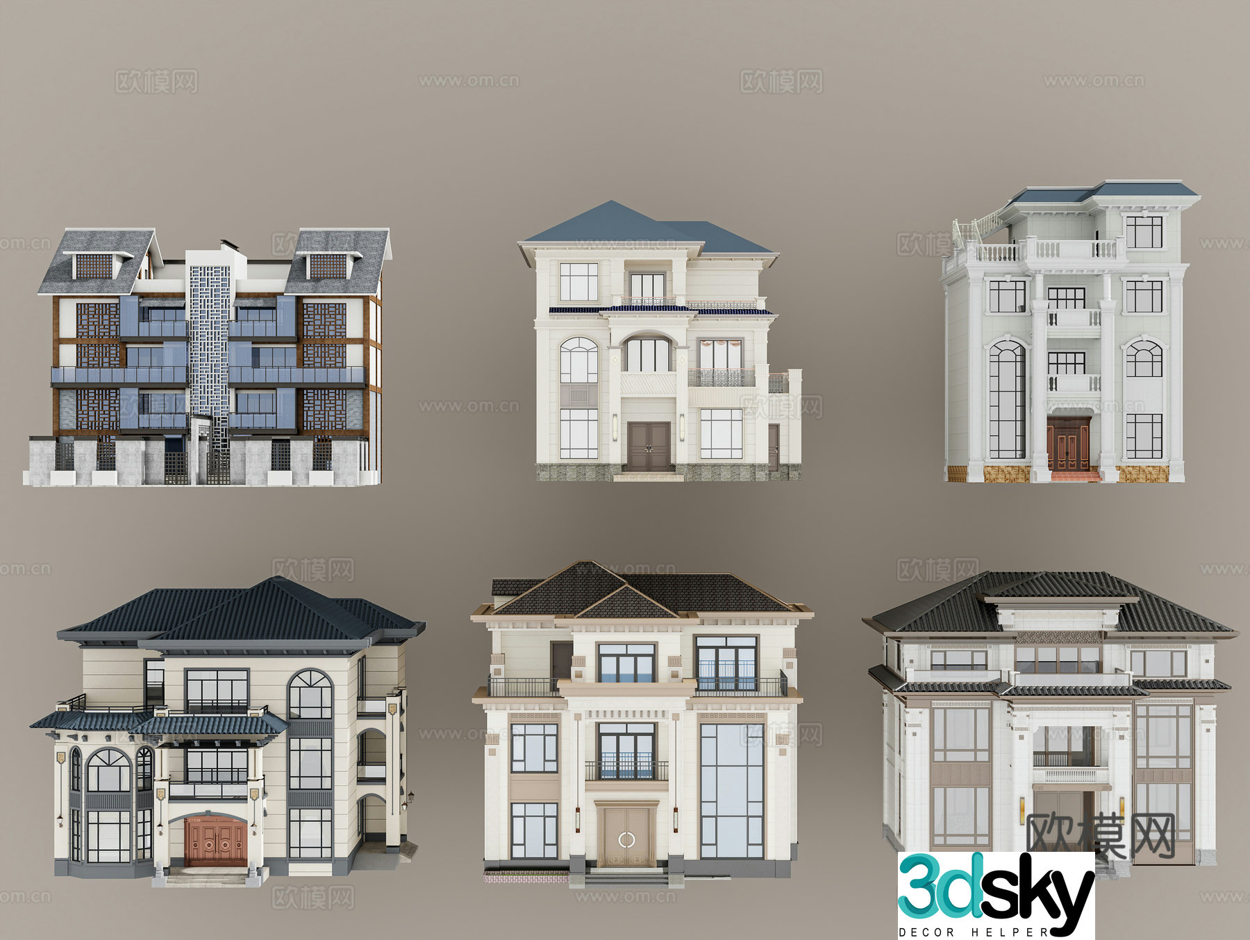 New Chinese-style villa appearance 3D model