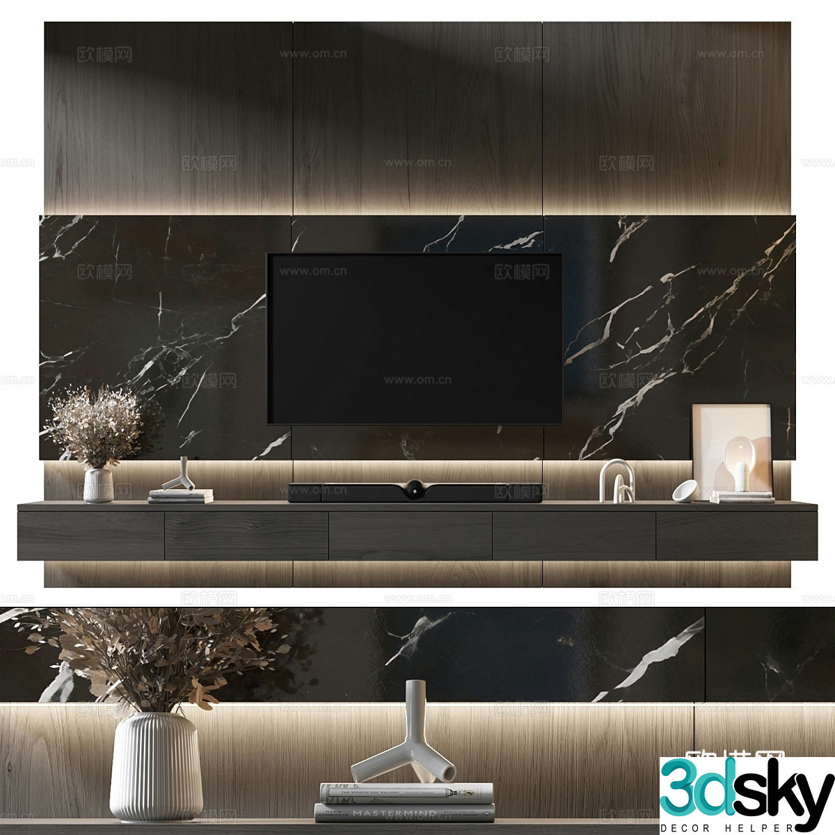 Italian TV background wall 3D model