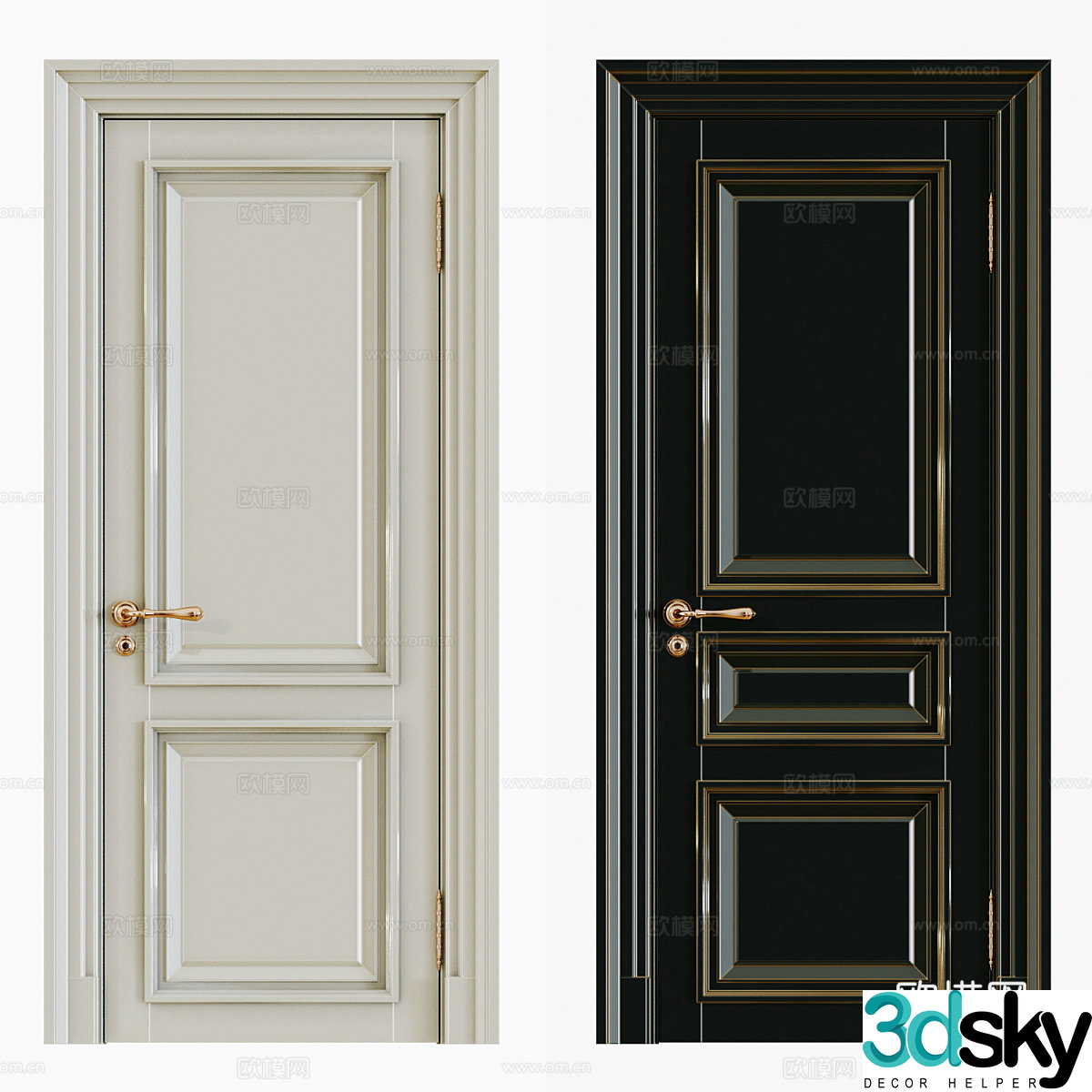 Double door swing door 3d model