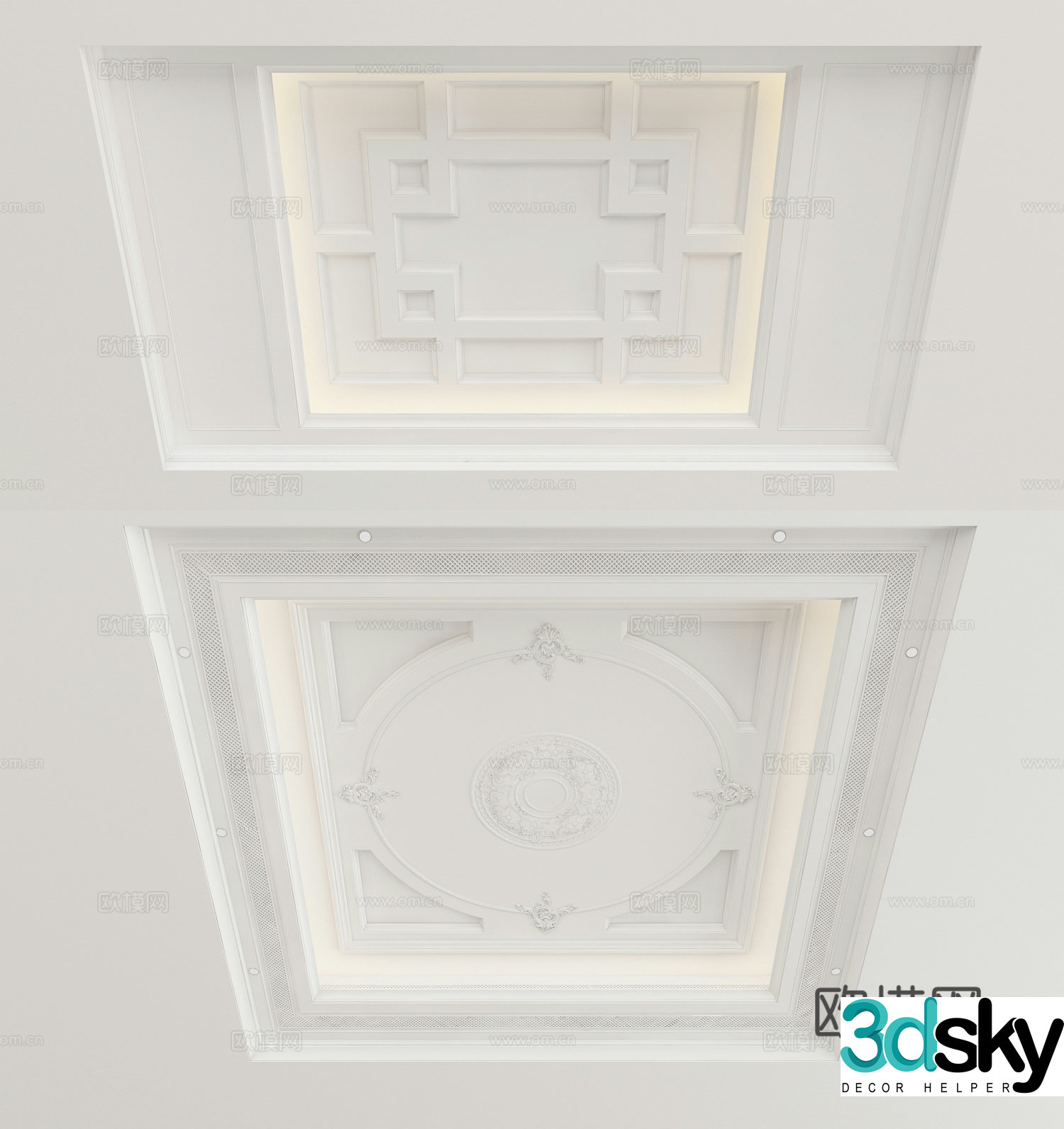 European style ceiling gypsum carved ceiling 3D model