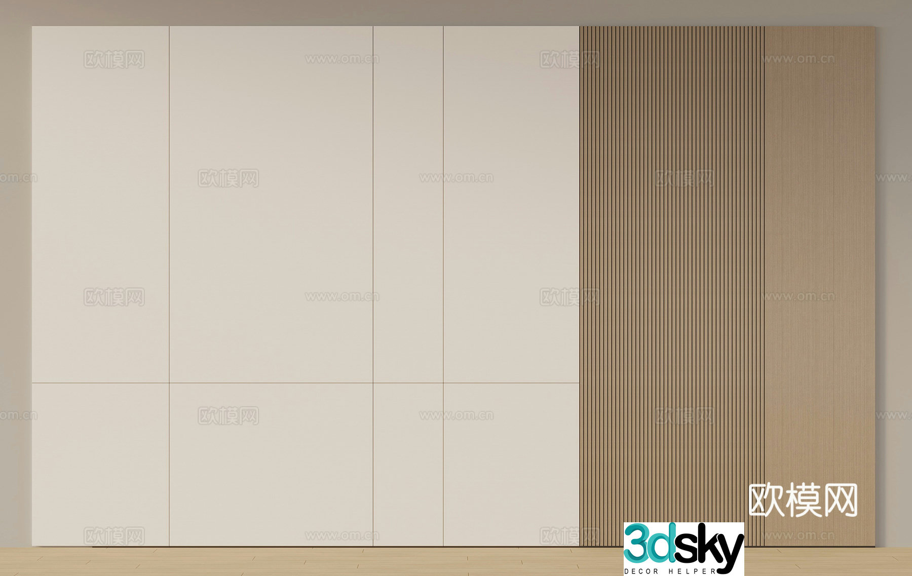 New Chinese style background wall wainscoting wood veneer 3D model
