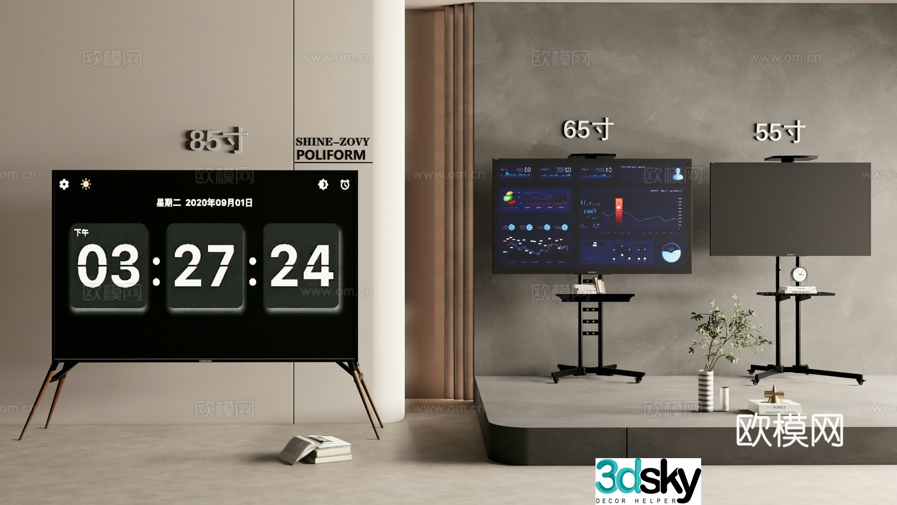 Modern stand tv mobile tv stand 3d model