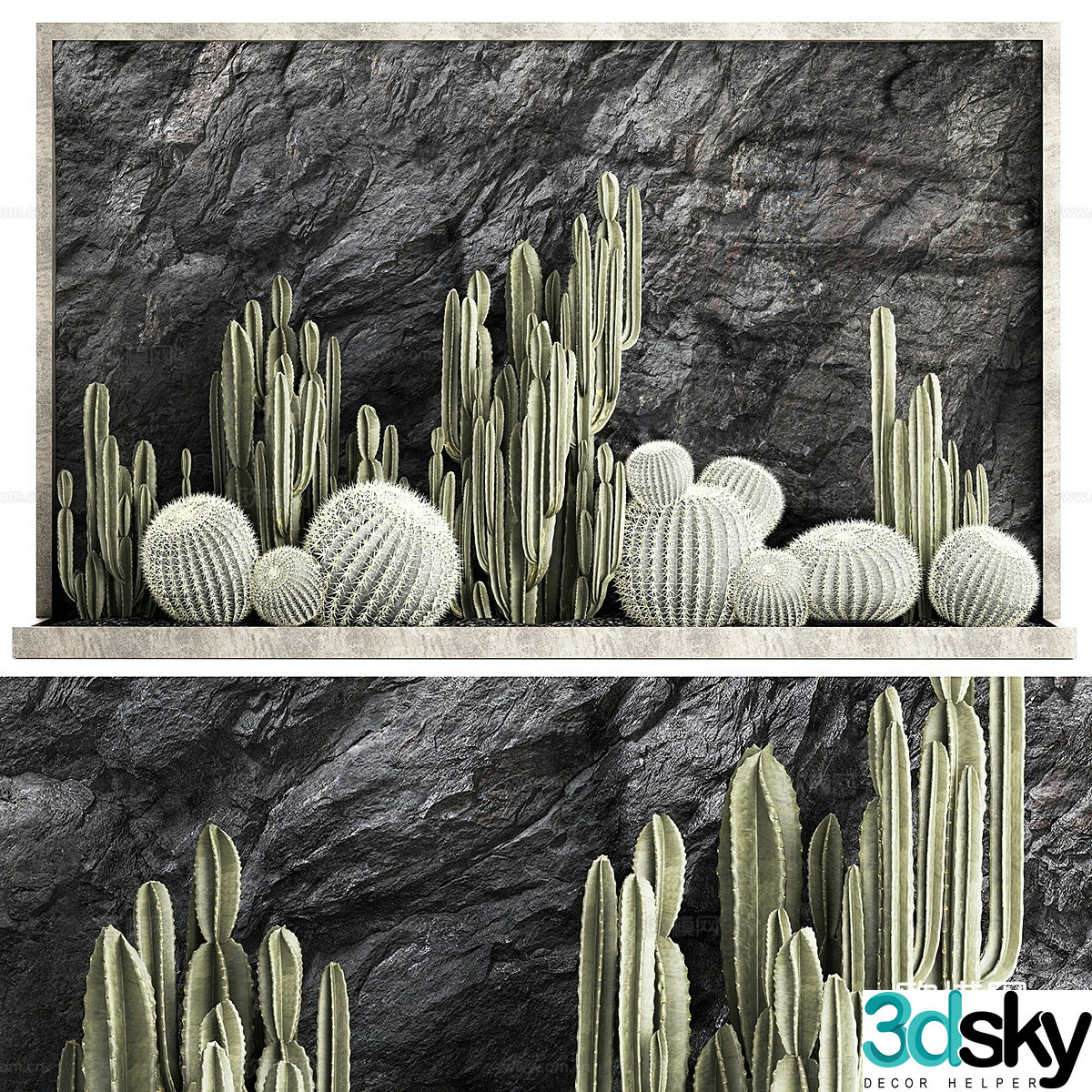 Modern cactus plant pile 3d model