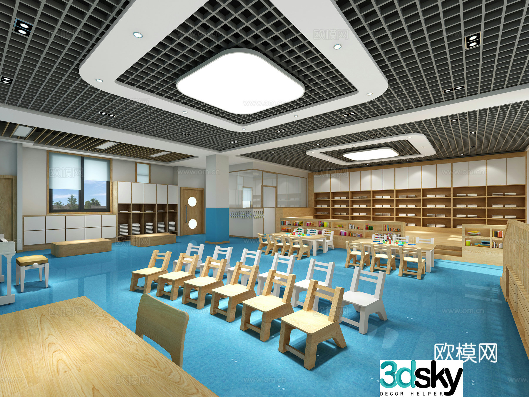Modern training room kindergarten classroom 3d model