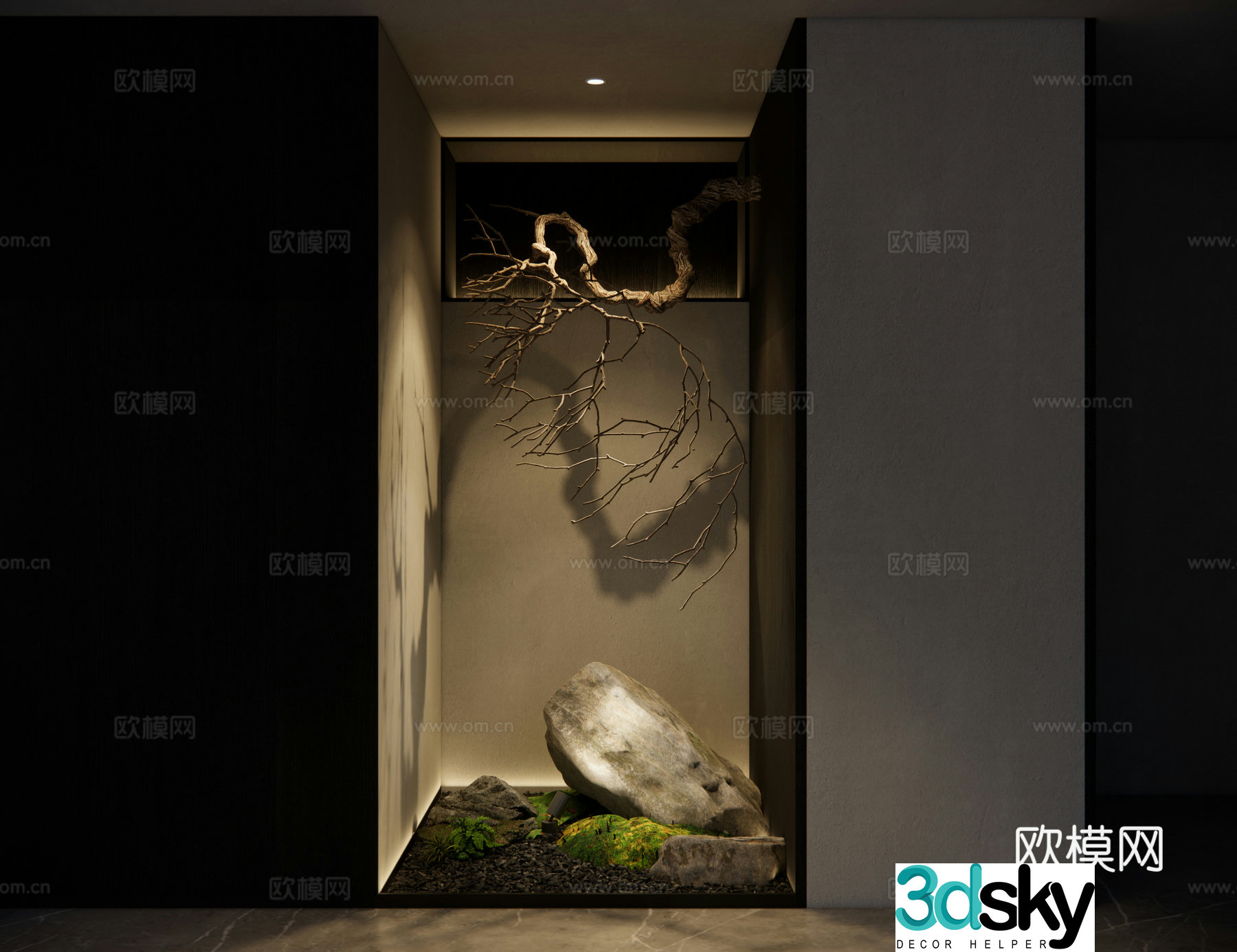 Modern office landscape plant landscaping dead branch pendant 3D model