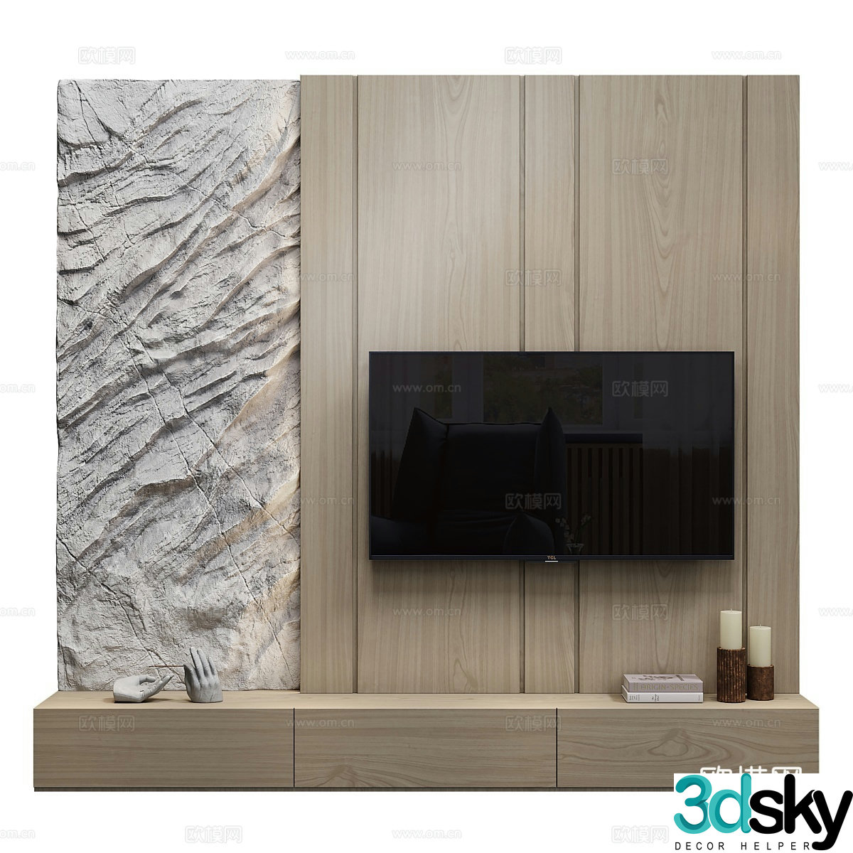 Modern TV background wall 3d model