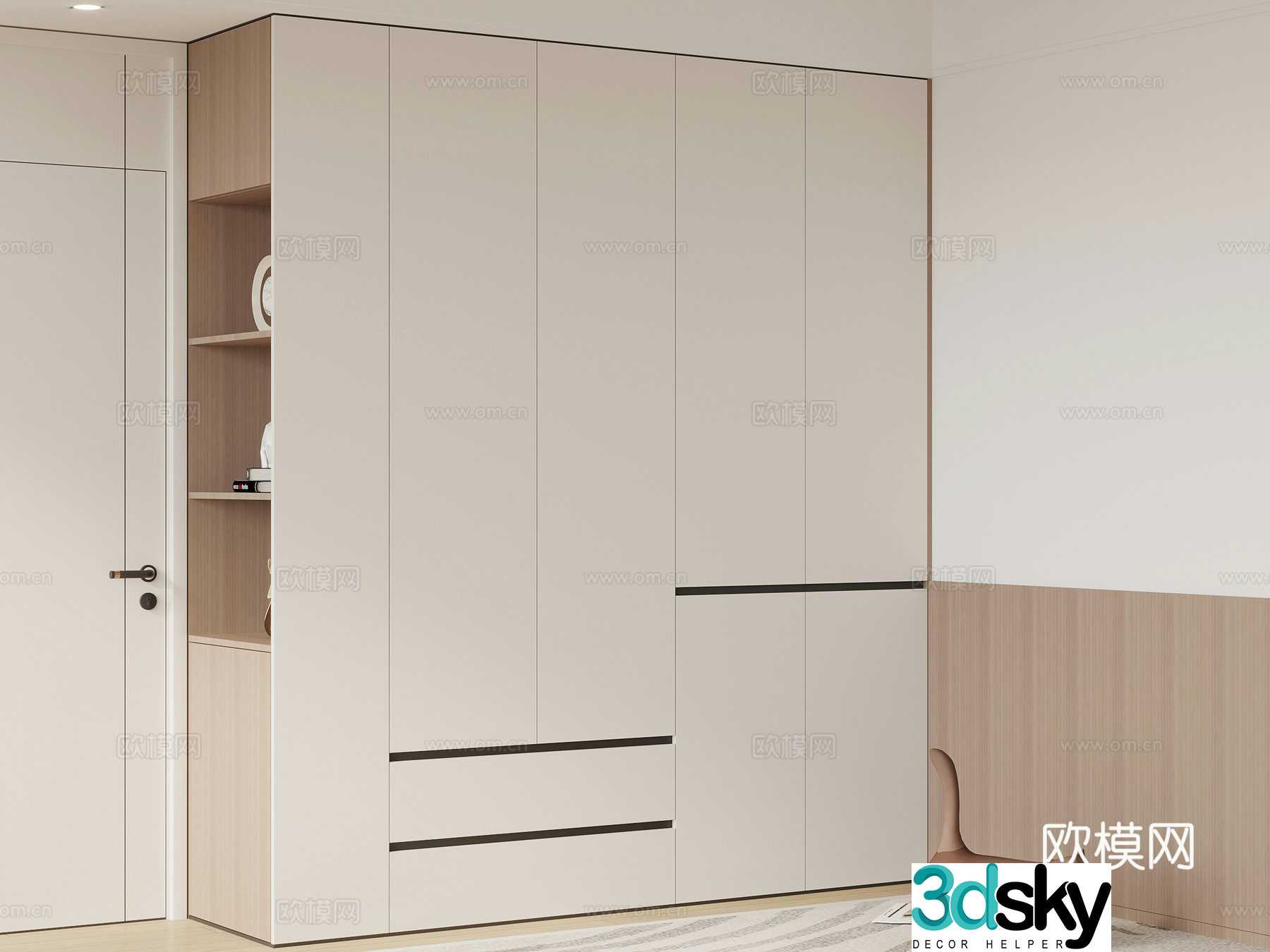 Modern wardrobe bed screen 3d model