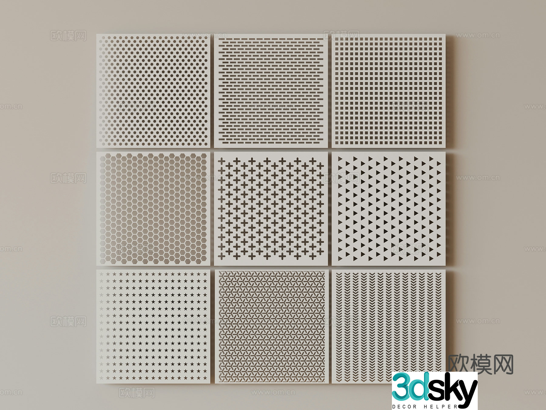 Modern wainscot perforated board punched board aluminum plate 3d model