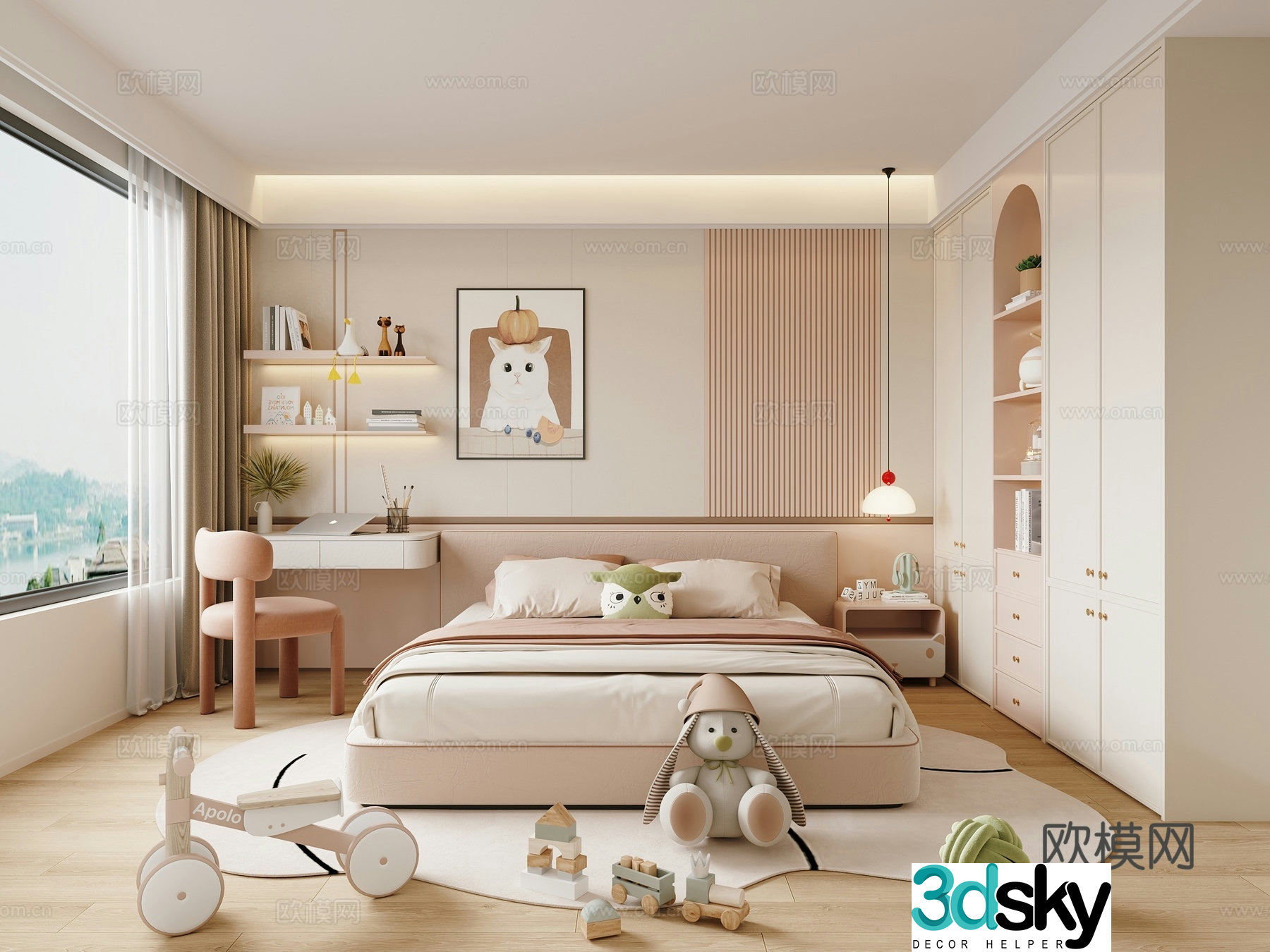 Modern children’s room girl’s room kid’s room 3d model