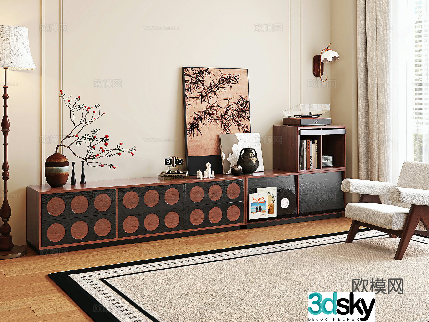 Medieval style TV cabinet side cabinet record cabinet 3D model