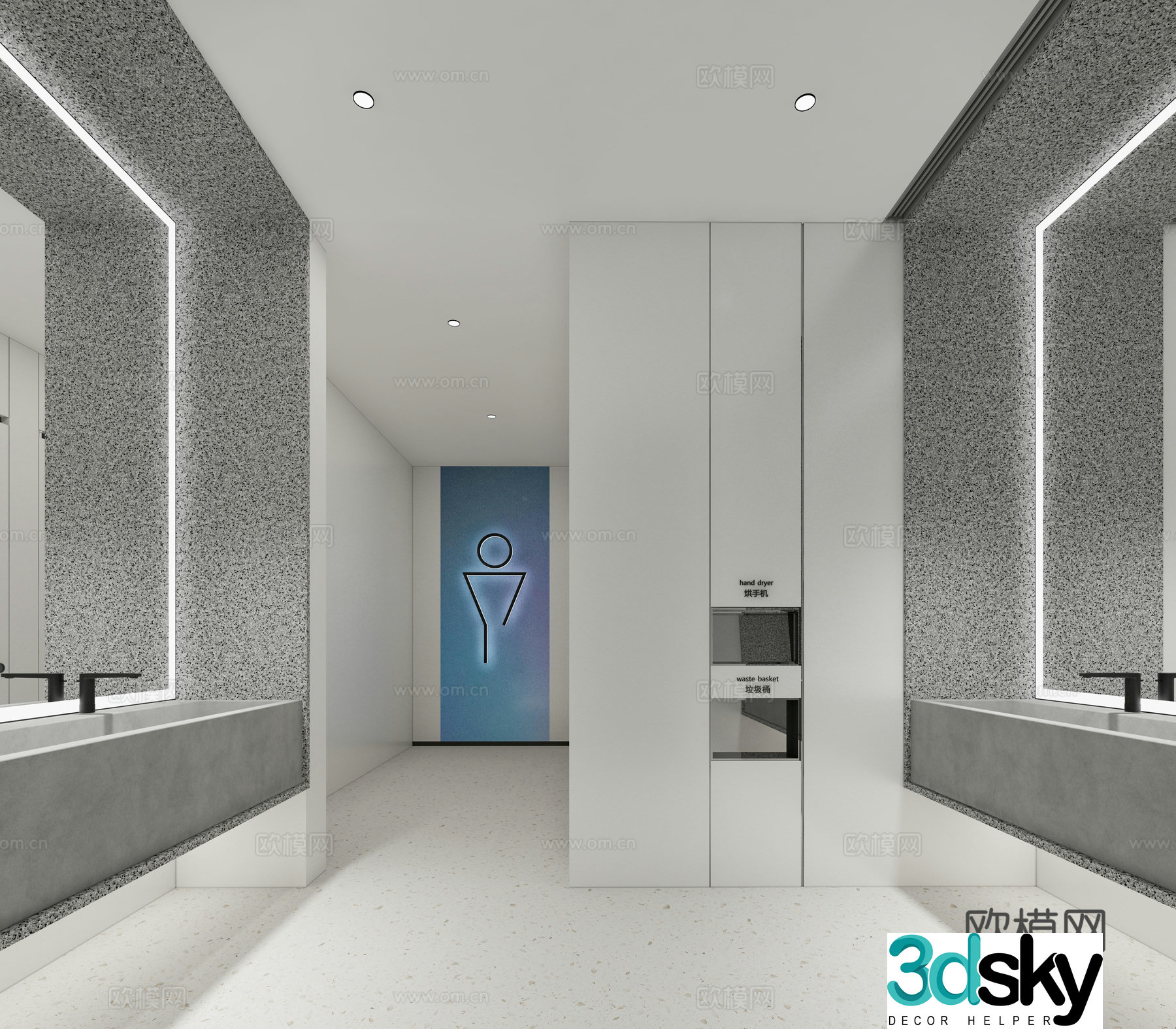Modern public restroom shopping mall restroom 3d model