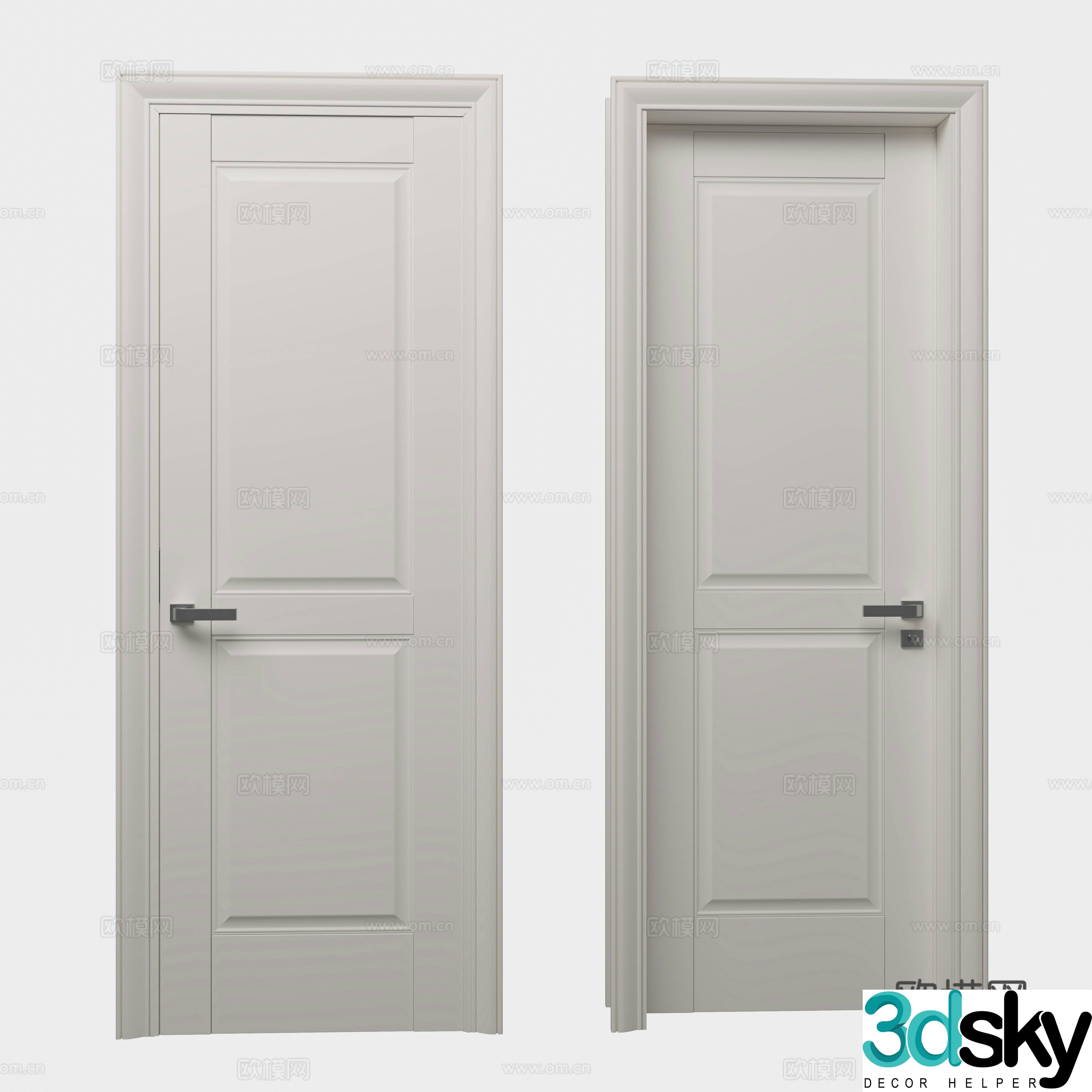 Modern door single door white paint door 3d model