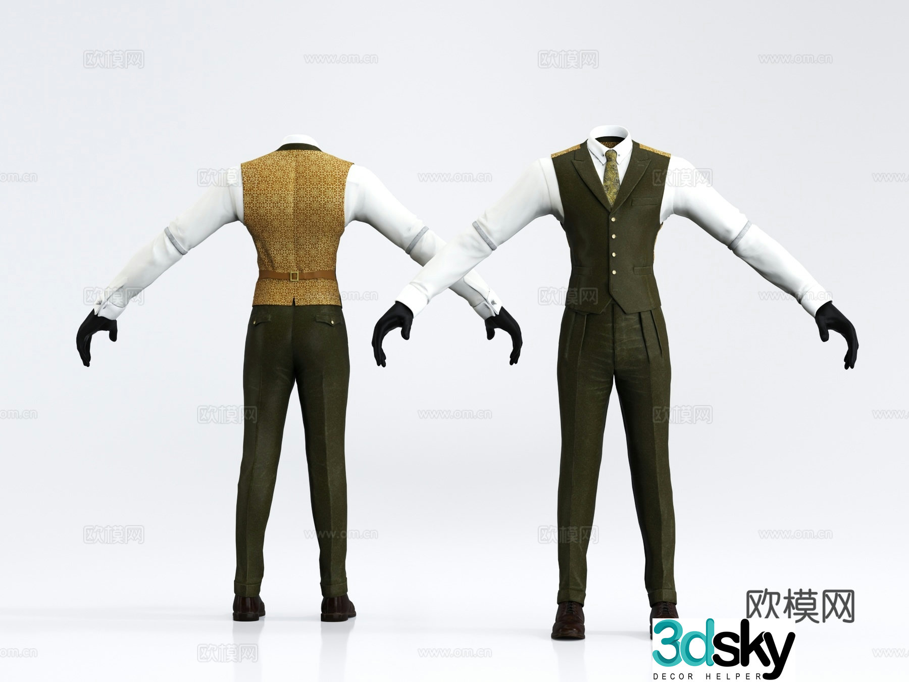Modern clothes suit suit formal vest 3d model