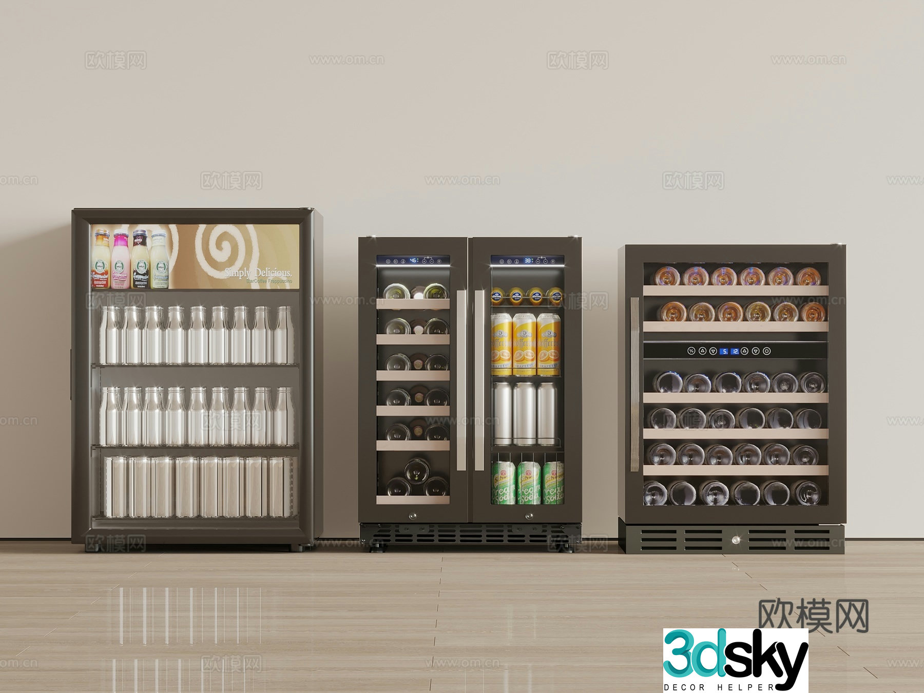 Modern refrigerator freezer beverage cabinet 3d model