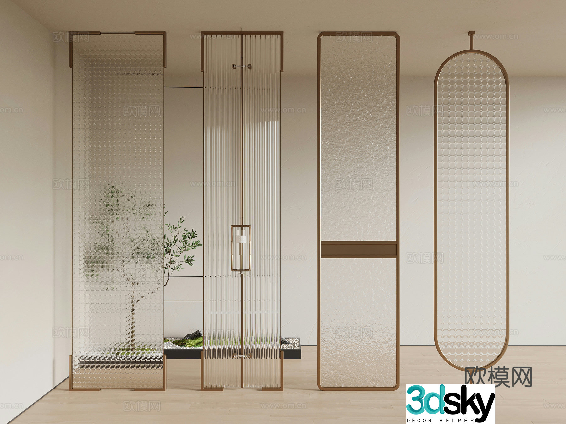 Modern glass partition 3d model