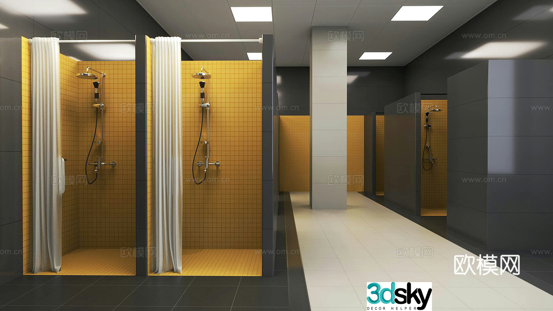 Modern shower area 3d model