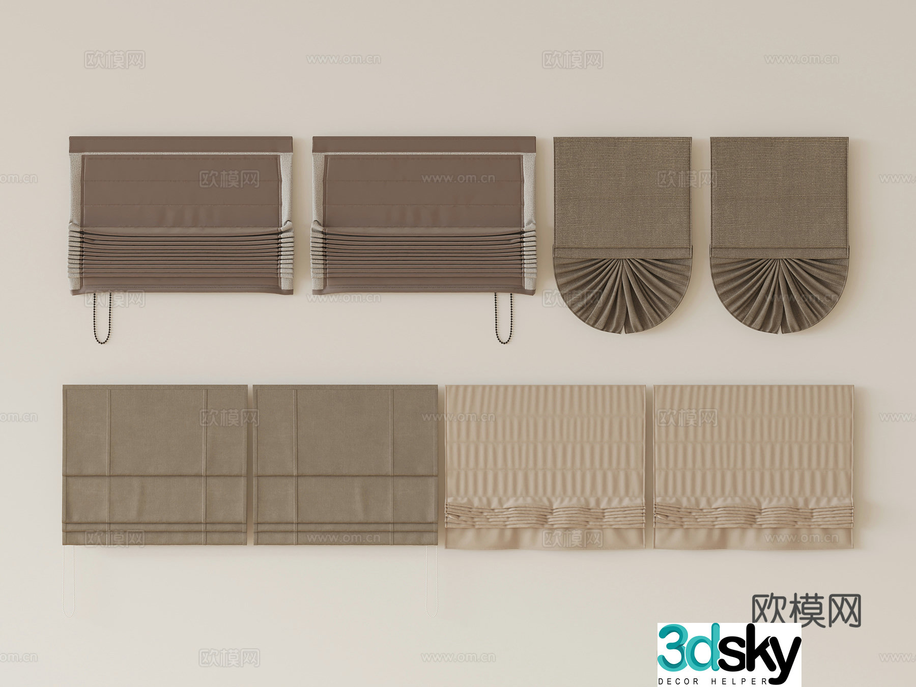 Modern Curtains Roller Blinds 3d model