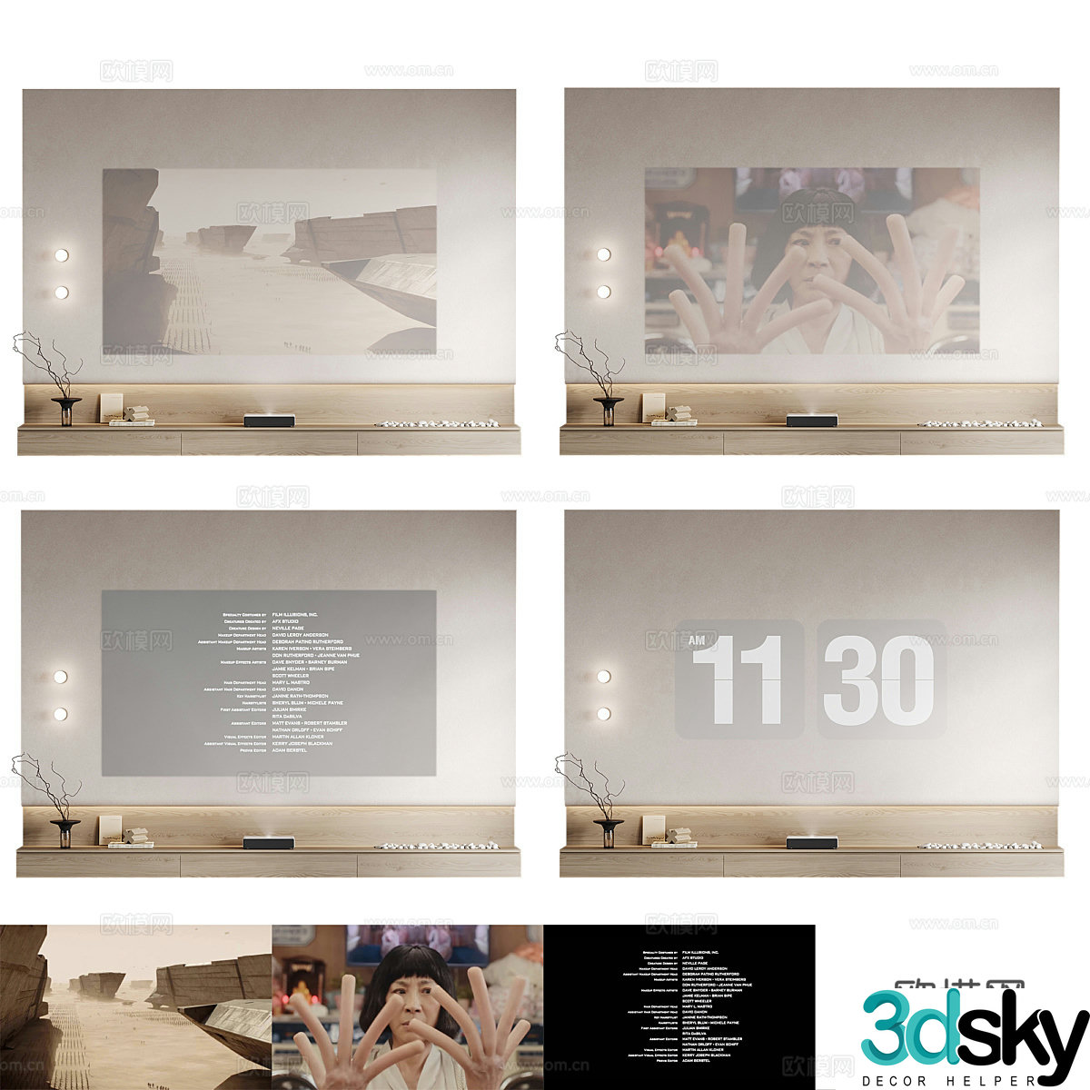 Modern TV background wall 3d model