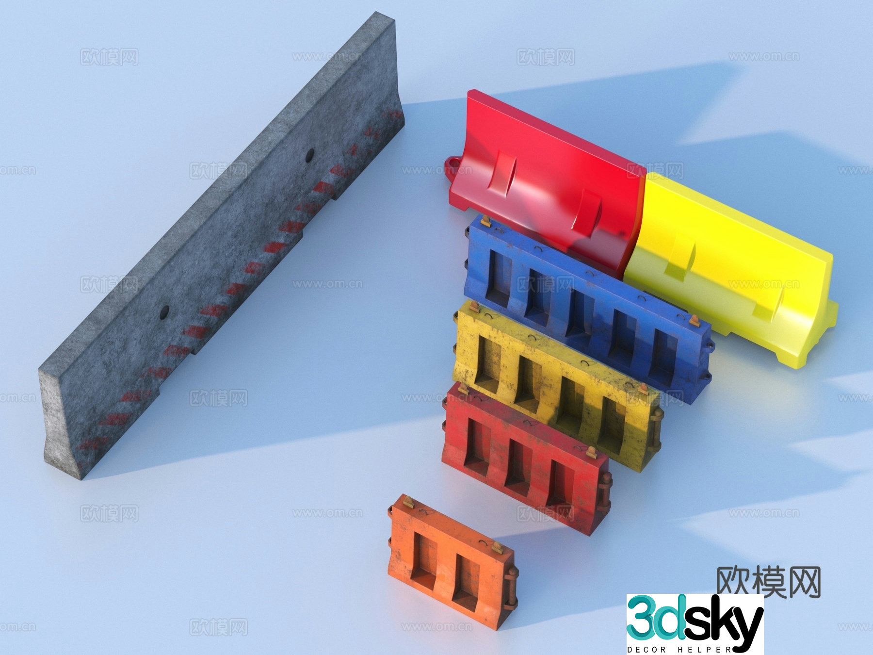 Construction roadblock warning 3d model